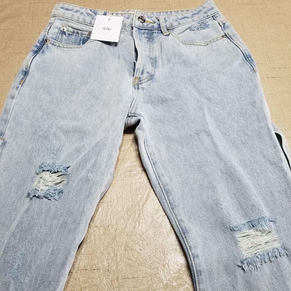 Adika Womens Bernisse Side-Slit Jeans Size Medium Button Fly